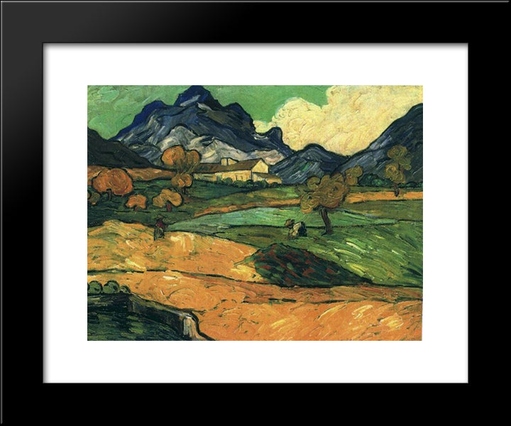 Mount Gaussier With The Mas De Saint-Paul 20x24 Black Modern Wood Framed Art Print Poster by Van Gogh, Vincent