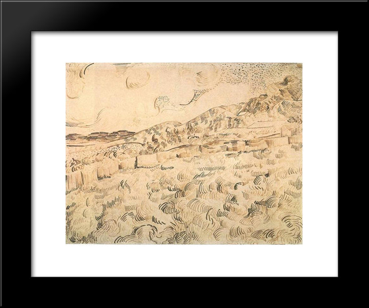 Mountain Landscape Seen Across The Walls 20x24 Black Modern Wood Framed Art Print Poster by Van Gogh, Vincent