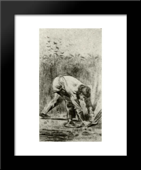 Mower After Millet 20x24 Black Modern Wood Framed Art Print Poster by Van Gogh, Vincent