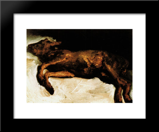 New-Born Calf Lying On Straw 20x24 Black Modern Wood Framed Art Print Poster by Van Gogh, Vincent