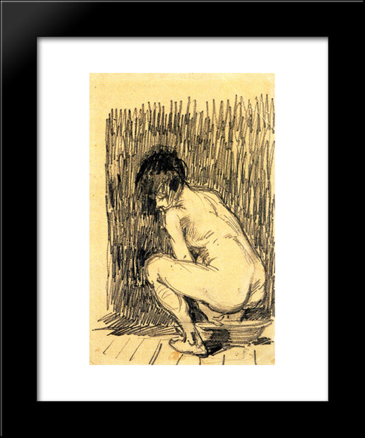 Nude Woman Squatting Over A Basin 20x24 Black Modern Wood Framed Art Print Poster by Van Gogh, Vincent