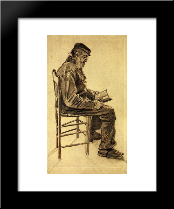 Old Man Reading 20x24 Black Modern Wood Framed Art Print Poster by Van Gogh, Vincent