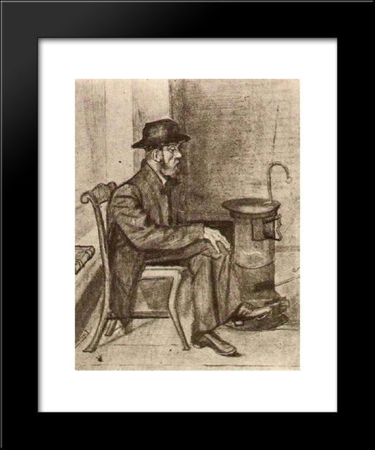 Old Man Warming Himself 20x24 Black Modern Wood Framed Art Print Poster by Van Gogh, Vincent