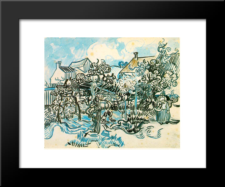 Old Vineyard With Peasant Woman 20x24 Black Modern Wood Framed Art Print Poster by Van Gogh, Vincent