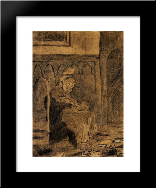 Old Woman Asleep After Rops 20x24 Black Modern Wood Framed Art Print Poster by Van Gogh, Vincent