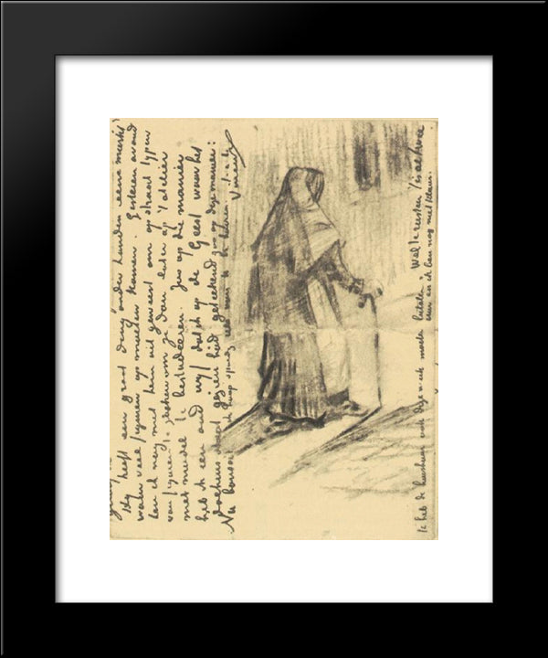 Old Woman Seen From Behind 20x24 Black Modern Wood Framed Art Print Poster by Van Gogh, Vincent