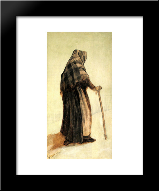 Old Woman With A Shawl And A Walking-Stick 20x24 Black Modern Wood Framed Art Print Poster by Van Gogh, Vincent