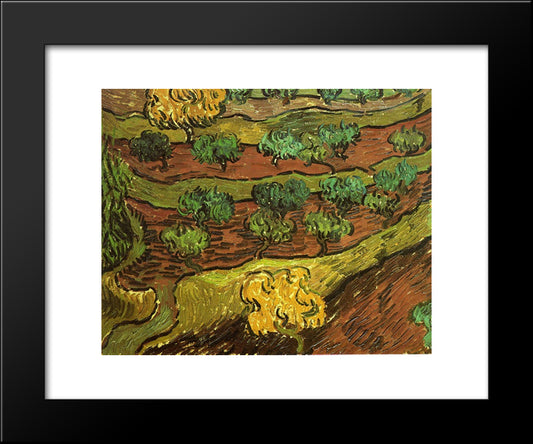 Olive Trees Against A Slope Of A Hill 20x24 Black Modern Wood Framed Art Print Poster by Van Gogh, Vincent