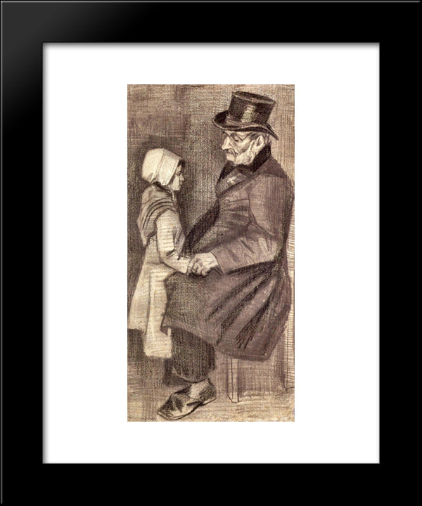 Orphan Man, Sitting With A Girl 20x24 Black Modern Wood Framed Art Print Poster by Van Gogh, Vincent