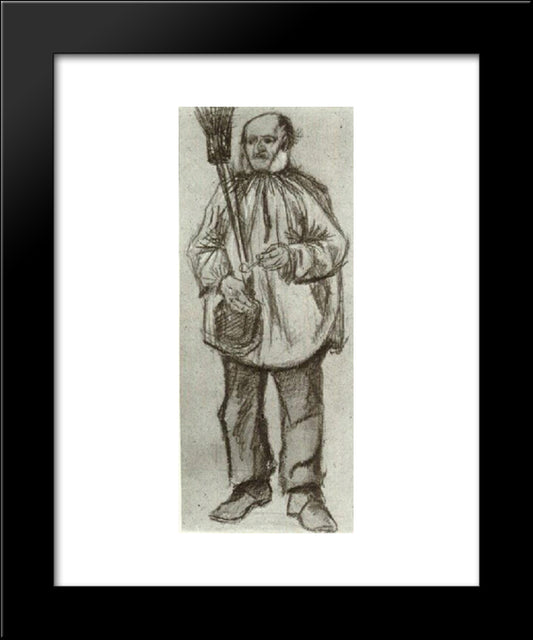 Orphan Man, Wearing A Blouse, With Broom And Pipe 20x24 Black Modern Wood Framed Art Print Poster by Van Gogh, Vincent