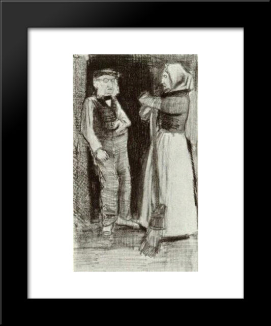 Orphan Man Talking With Woman Sien 20x24 Black Modern Wood Framed Art Print Poster by Van Gogh, Vincent