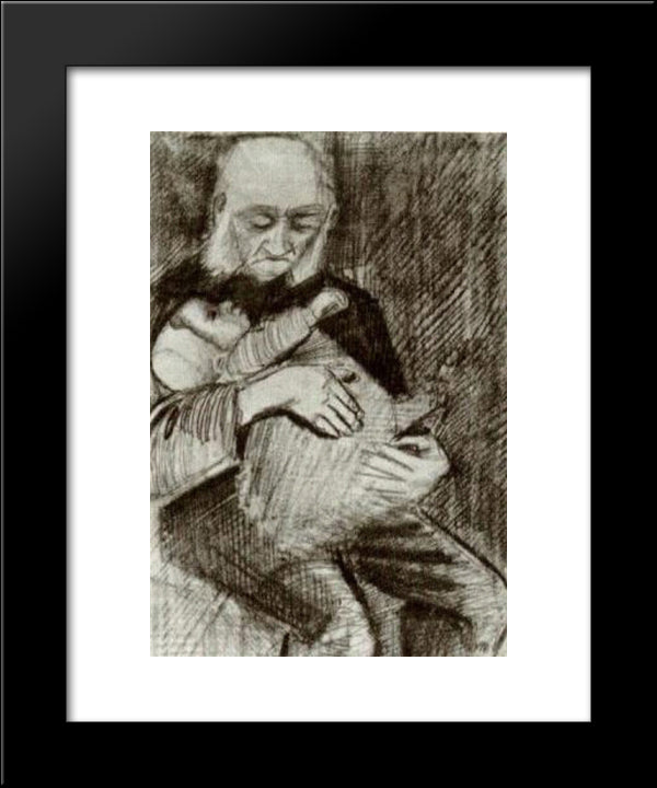 Orphan Man With A Baby In His Arms 20x24 Black Modern Wood Framed Art Print Poster by Van Gogh, Vincent