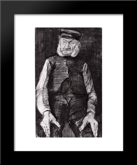 Orphan Man With Cap, Half-Length 20x24 Black Modern Wood Framed Art Print Poster by Van Gogh, Vincent