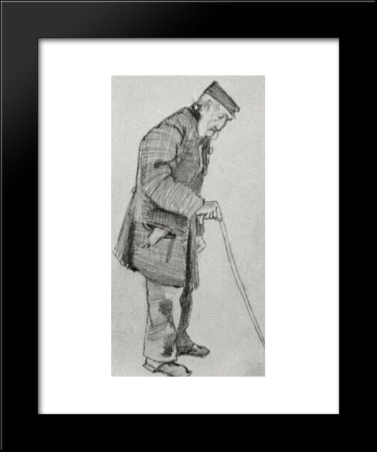 Orphan Man With Cap And Walking Stick 20x24 Black Modern Wood Framed Art Print Poster by Van Gogh, Vincent