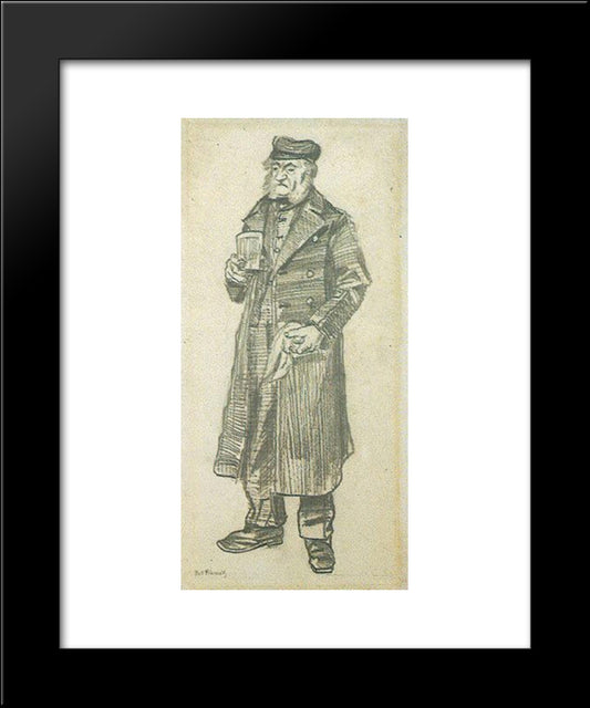 Orphan Man With Long Overcoat, Glass And Handkerchief 20x24 Black Modern Wood Framed Art Print Poster by Van Gogh, Vincent