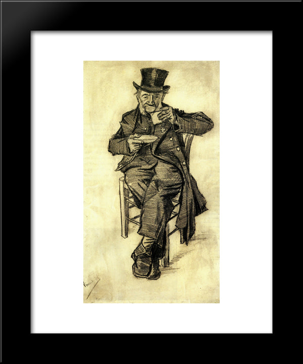 Orphan Man With Top Hat, Drinking Coffee 20x24 Black Modern Wood Framed Art Print Poster by Van Gogh, Vincent