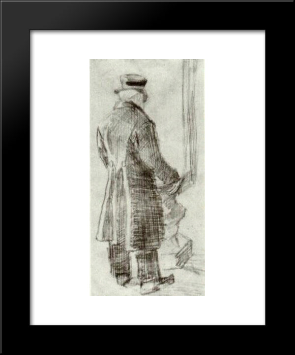 Orphan Man With Top Hat, Standing Near The Stove, Seen From The Back 20x24 Black Modern Wood Framed Art Print Poster by Van Gogh, Vincent