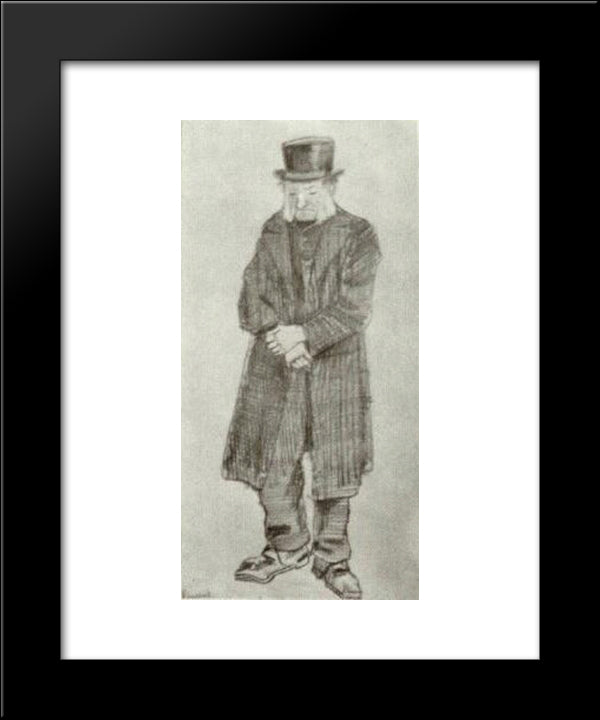 Orphan Man With Top Hat And Hands Crossed 20x24 Black Modern Wood Framed Art Print Poster by Van Gogh, Vincent