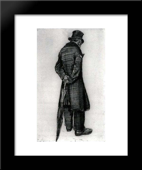 Orphan Man With Umbrella, Seen From The Back 20x24 Black Modern Wood Framed Art Print Poster by Van Gogh, Vincent