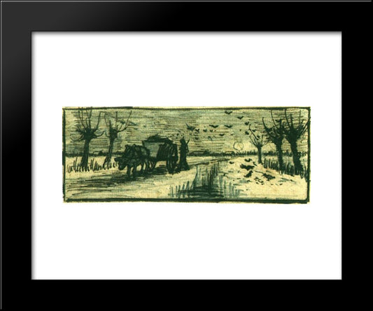 Oxcart In The Snow 20x24 Black Modern Wood Framed Art Print Poster by Van Gogh, Vincent