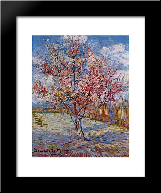 Peach Tree In Bloom (In Memory Of Mauve) 20x24 Black Modern Wood Framed Art Print Poster by Van Gogh, Vincent