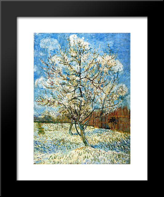 Peach Trees In Blossom 20x24 Black Modern Wood Framed Art Print Poster by Van Gogh, Vincent