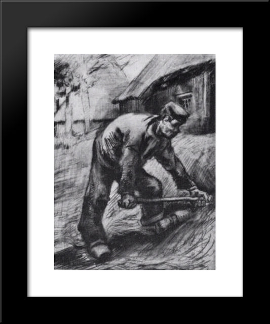 Peasant, Chopping 20x24 Black Modern Wood Framed Art Print Poster by Van Gogh, Vincent