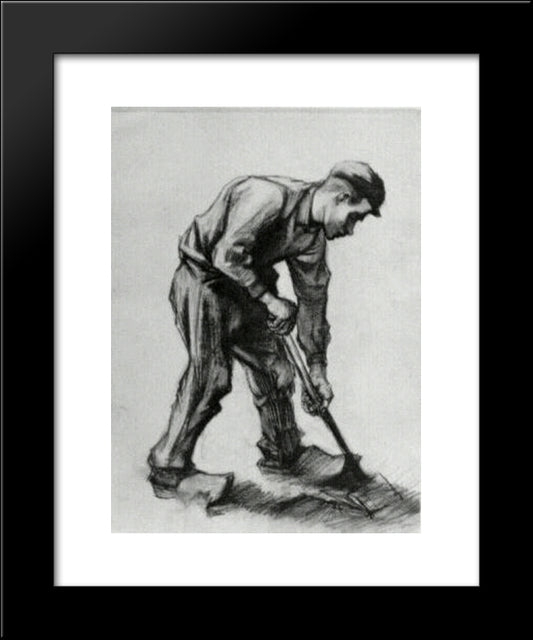 Peasant Boy, Digging 20x24 Black Modern Wood Framed Art Print Poster by Van Gogh, Vincent