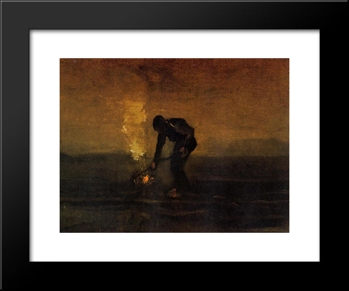 Peasant Burning Weeds 20x24 Black Modern Wood Framed Art Print Poster by Van Gogh, Vincent