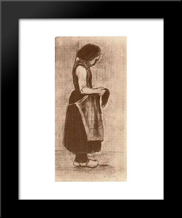 Peasant Girl Standing 20x24 Black Modern Wood Framed Art Print Poster by Van Gogh, Vincent