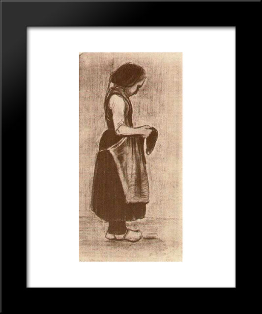 Peasant Girl Standing 20x24 Black Modern Wood Framed Art Print Poster by Van Gogh, Vincent