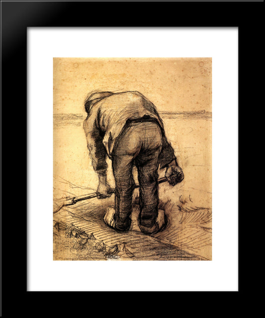Peasant Lifting Beet 20x24 Black Modern Wood Framed Art Print Poster by Van Gogh, Vincent