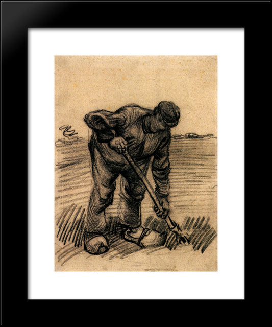 Peasant Lifting Potatoes 20x24 Black Modern Wood Framed Art Print Poster by Van Gogh, Vincent