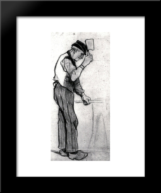 Peasant With A Chopping Knife 20x24 Black Modern Wood Framed Art Print Poster by Van Gogh, Vincent
