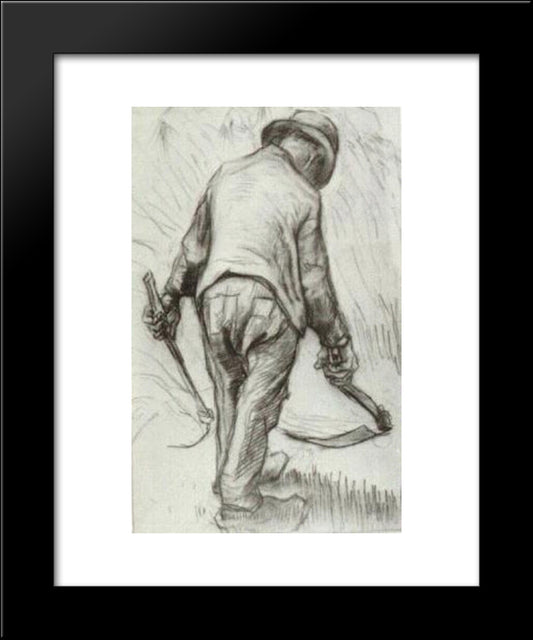 Peasant With Sickle, Seen From The Back 20x24 Black Modern Wood Framed Art Print Poster by Van Gogh, Vincent