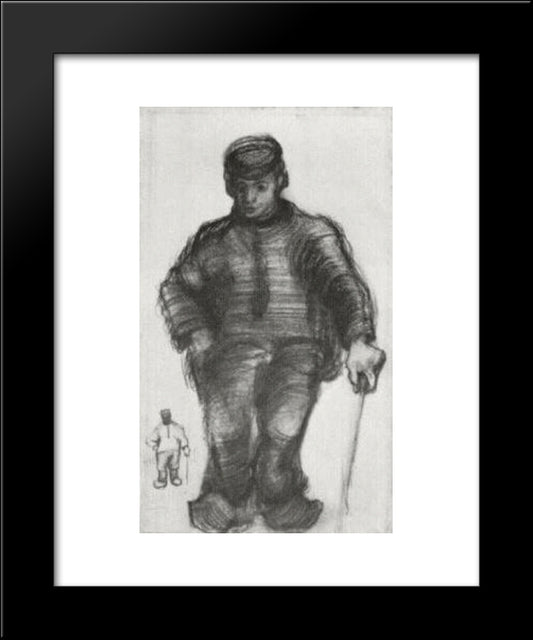 Peasant With Walking Stick, And Little Sketch Of The Same Figure 20x24 Black Modern Wood Framed Art Print Poster by Van Gogh, Vincent