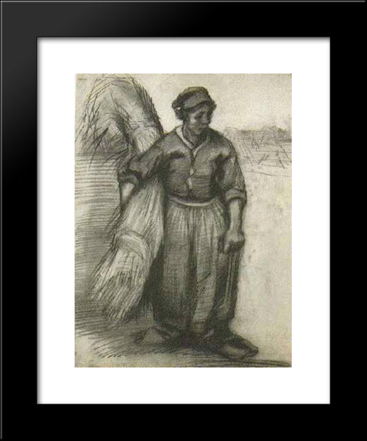 Peasant Woman, Carrying A Sheaf Of Grain 20x24 Black Modern Wood Framed Art Print Poster by Van Gogh, Vincent