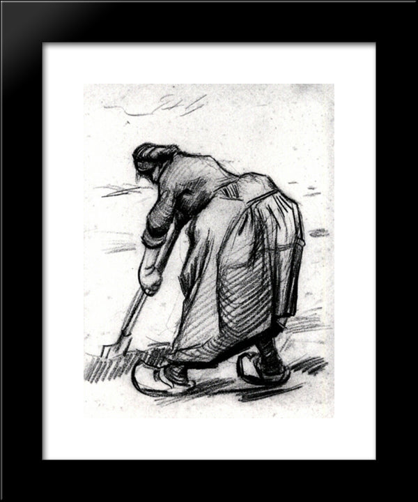 Peasant Woman, Digging, Seen From The Side 20x24 Black Modern Wood Framed Art Print Poster by Van Gogh, Vincent