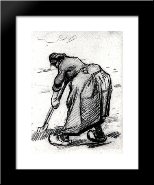 Peasant Woman, Digging, Seen From The Side 20x24 Black Modern Wood Framed Art Print Poster by Van Gogh, Vincent