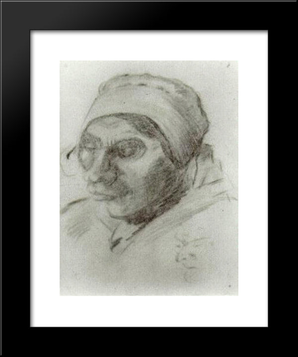 Peasant Woman, Head 20x24 Black Modern Wood Framed Art Print Poster by Van Gogh, Vincent