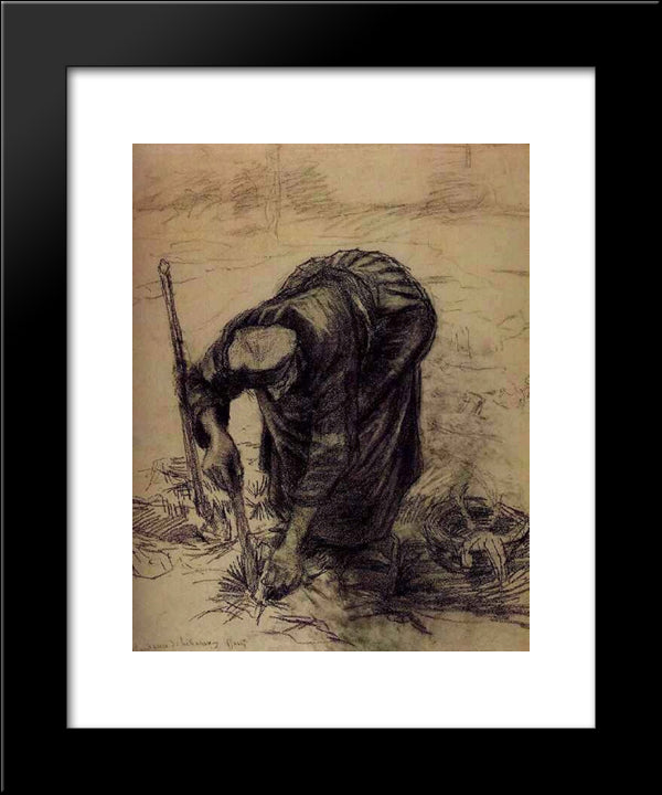 Peasant Woman, Planting Beets 20x24 Black Modern Wood Framed Art Print Poster by Van Gogh, Vincent