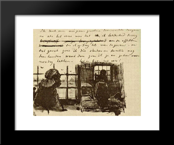 Peasant Woman, Seen Against The Window, Head And Whole Figure 20x24 Black Modern Wood Framed Art Print Poster by Van Gogh, Vincent