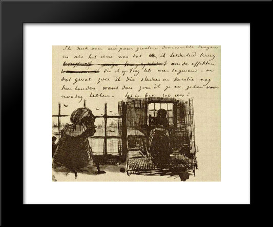 Peasant Woman, Seen Against The Window, Head And Whole Figure 20x24 Black Modern Wood Framed Art Print Poster by Van Gogh, Vincent