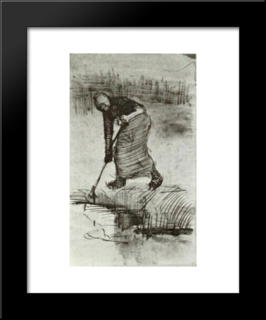 Peasant Woman, Standing Near A Ditch Or Pool 20x24 Black Modern Wood Framed Art Print Poster by Van Gogh, Vincent