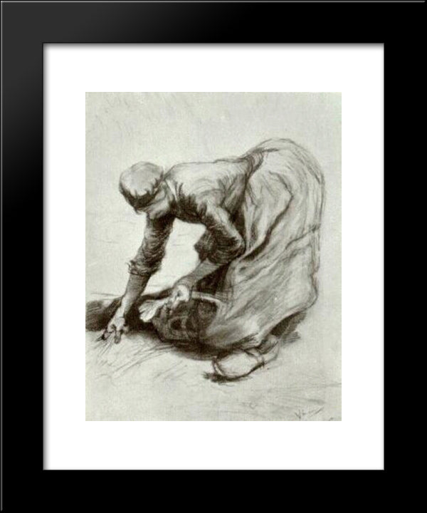 Peasant Woman, Stooping 20x24 Black Modern Wood Framed Art Print Poster by Van Gogh, Vincent