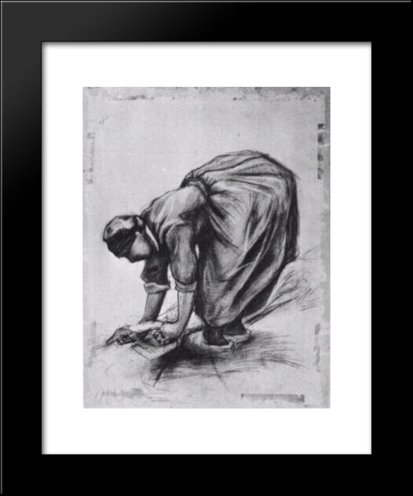 Peasant Woman, Stooping 20x24 Black Modern Wood Framed Art Print Poster by Van Gogh, Vincent