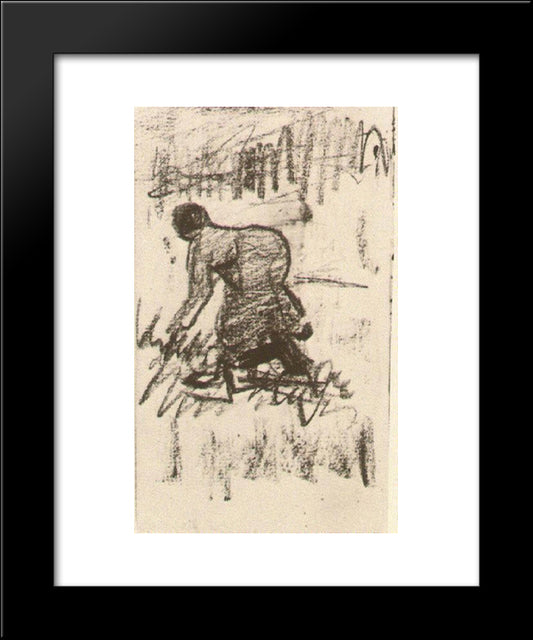 Peasant Woman, Stooping To The Left 20x24 Black Modern Wood Framed Art Print Poster by Van Gogh, Vincent