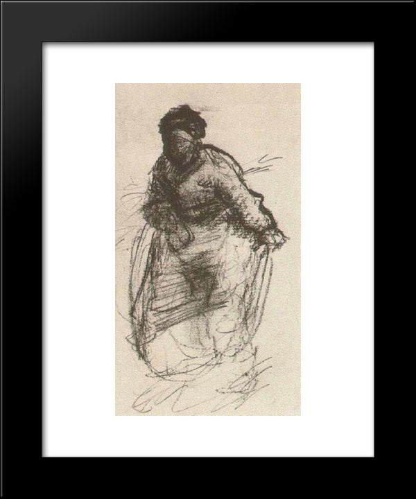 Peasant Woman, Walking 20x24 Black Modern Wood Framed Art Print Poster by Van Gogh, Vincent