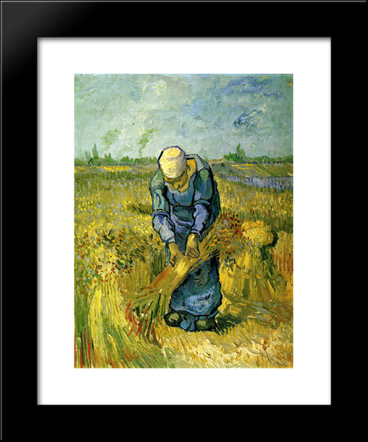 Peasant Woman Binding Sheaves After Millet 20x24 Black Modern Wood Framed Art Print Poster by Van Gogh, Vincent