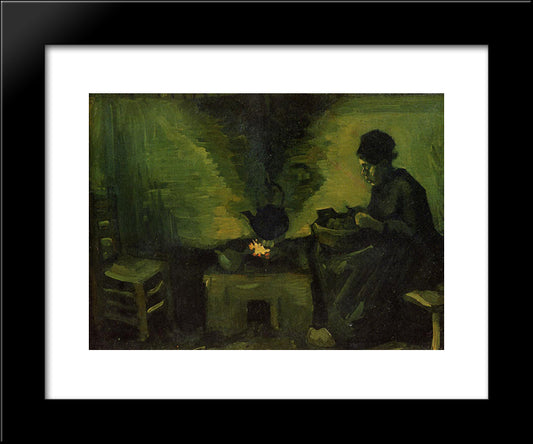 Peasant Woman By The Hearth 20x24 Black Modern Wood Framed Art Print Poster by Van Gogh, Vincent